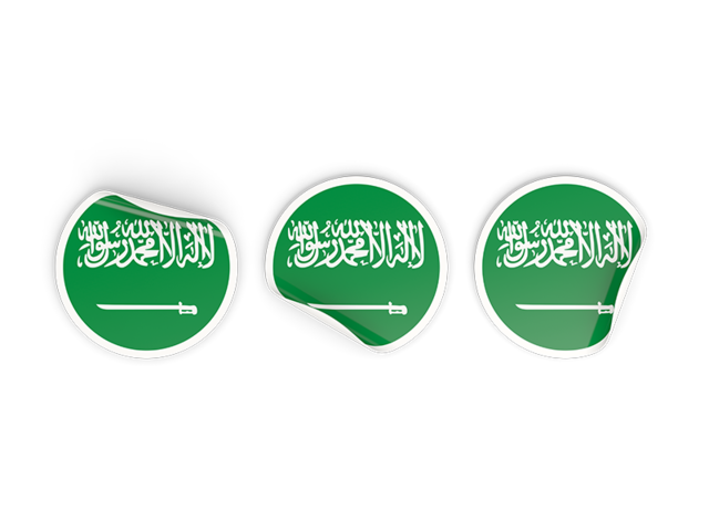 Three round labels. Download flag icon of Saudi Arabia at PNG format