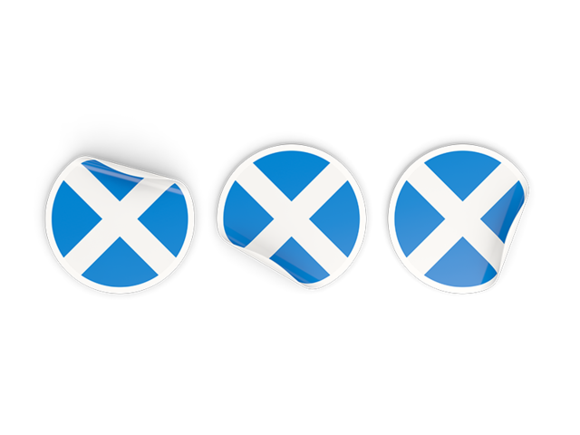 Три круглые наклейки. Скачать флаг. Шотландия