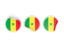 Senegal. Three round labels. Download icon.
