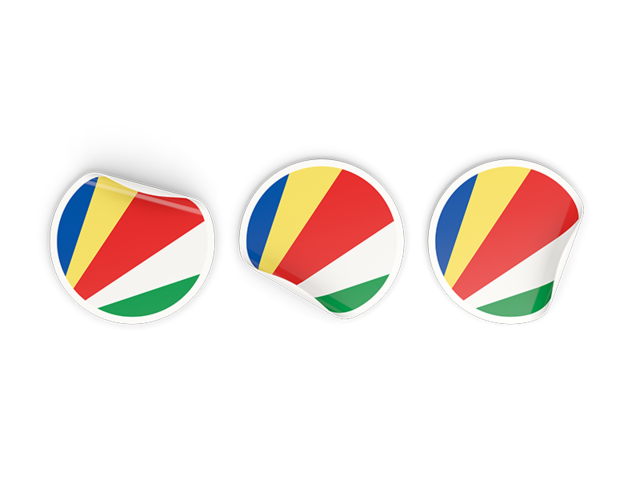 Three round labels. Download flag icon of Seychelles at PNG format