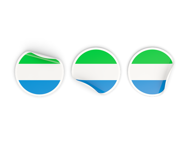 Three round labels. Download flag icon of Sierra Leone at PNG format
