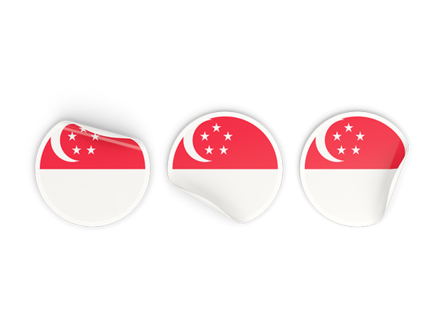 Three round labels. Download flag icon of Singapore at PNG format