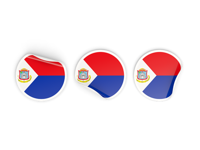 Three round labels. Download flag icon of Sint Maarten at PNG format