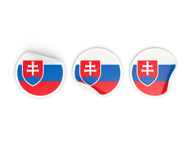 Three round labels. Download flag icon of Slovakia at PNG format