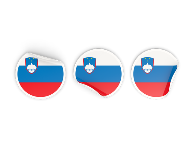 Three round labels. Download flag icon of Slovenia at PNG format