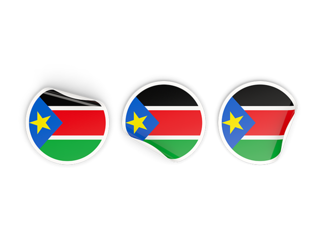 Три круглые наклейки. Скачать флаг. Южный Судан