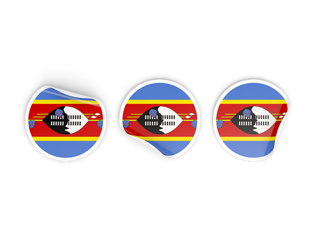 Three round labels. Download flag icon of Swaziland at PNG format