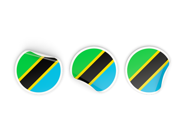 Three round labels. Download flag icon of Tanzania at PNG format