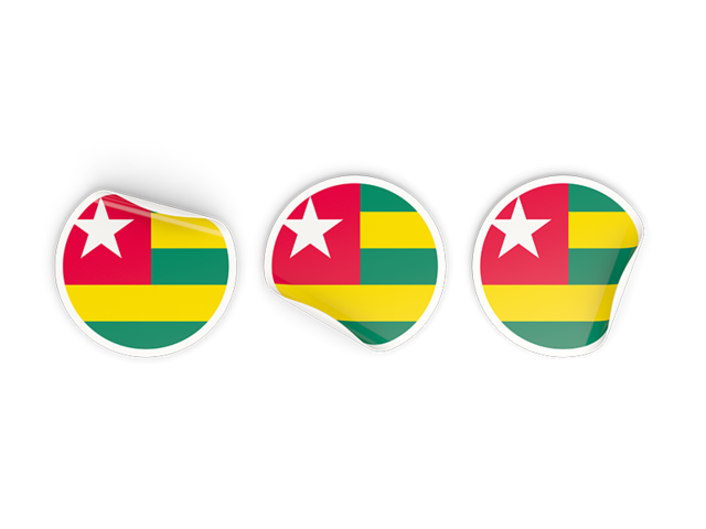 Three round labels. Download flag icon of Togo at PNG format