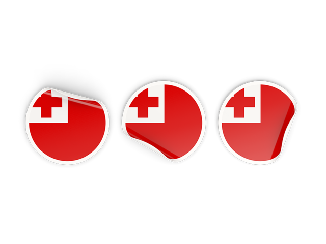 Three round labels. Download flag icon of Tonga at PNG format