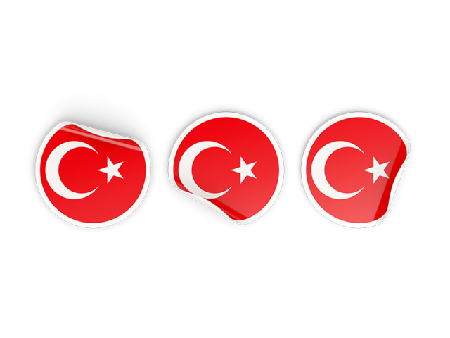 Three round labels. Download flag icon of Turkey at PNG format