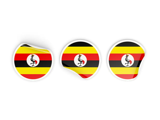 Three round labels. Download flag icon of Uganda at PNG format