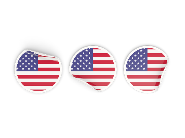 Three round labels. Download flag icon of United States of America at PNG format