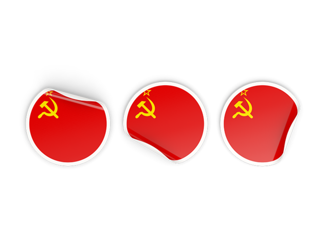 Three round labels. Download flag icon of Soviet Union at PNG format