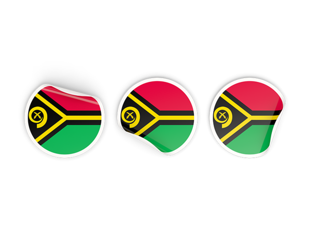 Three round labels. Download flag icon of Vanuatu at PNG format