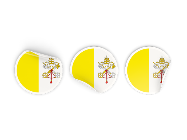Три круглые наклейки. Скачать флаг. Ватикан