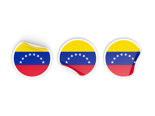 Three round labels. Download flag icon of Venezuela at PNG format