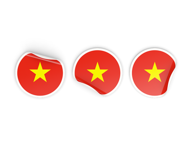 Three round labels. Download flag icon of Vietnam at PNG format