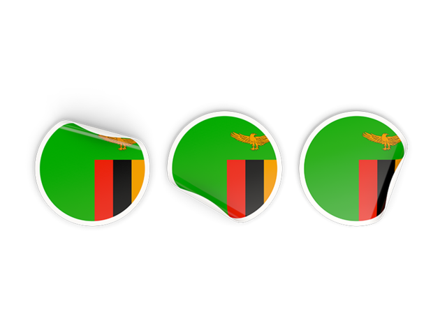 Three round labels. Download flag icon of Zambia at PNG format