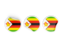 Zimbabwe. Three round labels. Download icon.