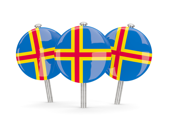 Three round pins. Download flag icon of Aland Islands at PNG format