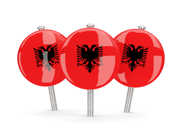 Three round pins. Download flag icon of Albania at PNG format