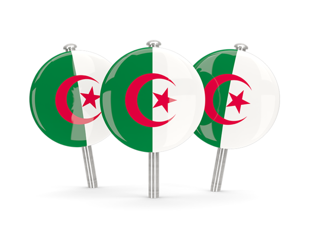 Three round pins. Download flag icon of Algeria at PNG format
