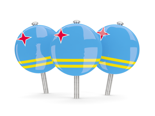 Three round pins. Download flag icon of Aruba at PNG format