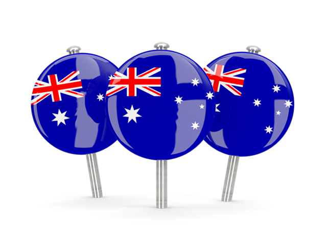 Three round pins. Download flag icon of Australia at PNG format