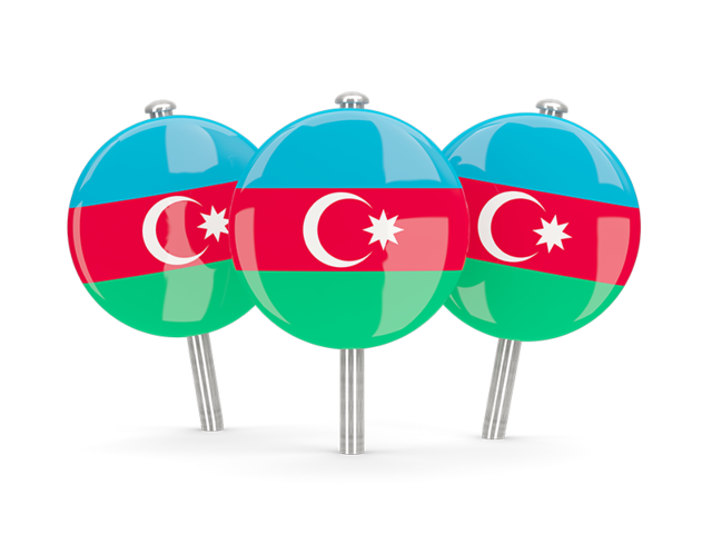 Three round pins. Download flag icon of Azerbaijan at PNG format