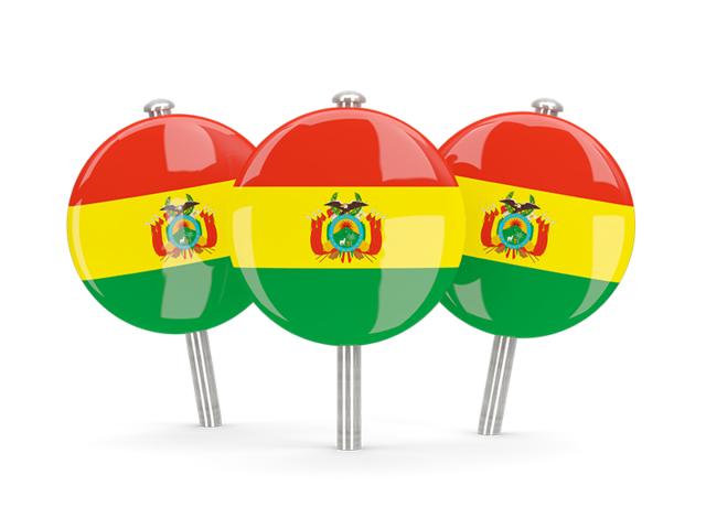 Three round pins. Download flag icon of Bolivia at PNG format