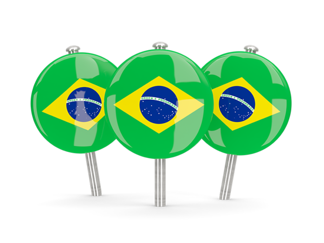 Three round pins. Download flag icon of Brazil at PNG format