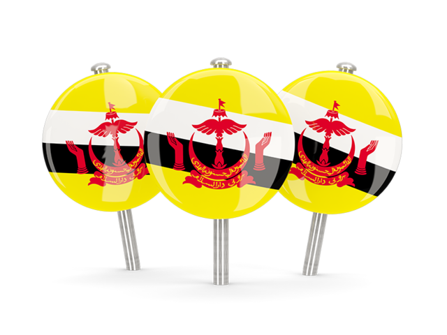 Three round pins. Download flag icon of Brunei at PNG format