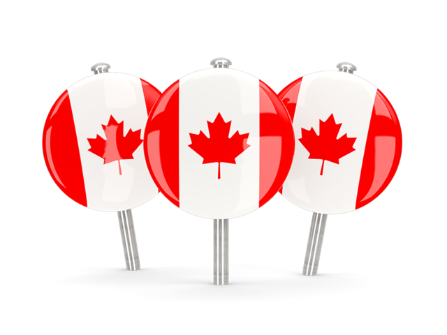 Three round pins. Download flag icon of Canada at PNG format