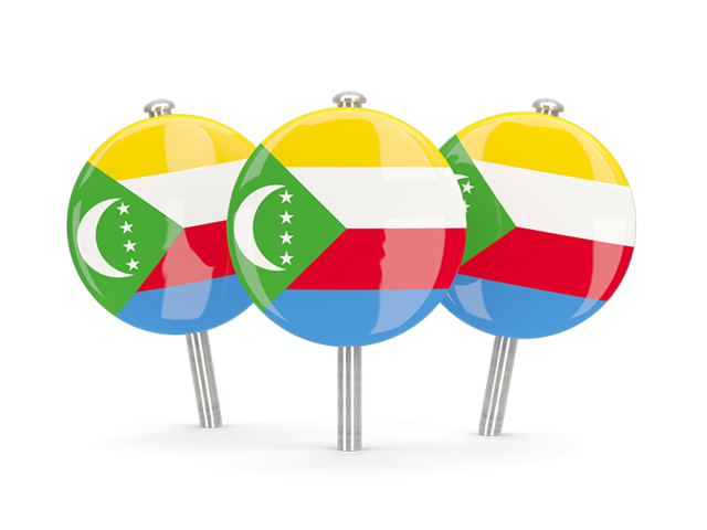 Three round pins. Download flag icon of Comoros at PNG format