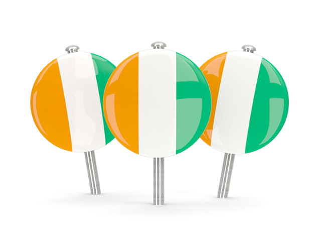 Three round pins. Download flag icon of Cote d'Ivoire at PNG format