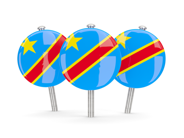 Три круглые булавки. Скачать флаг. Демократическая Республика Конго