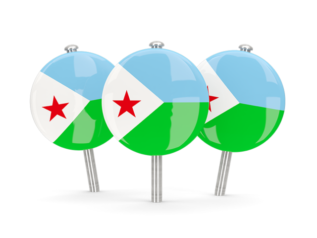 Three round pins. Download flag icon of Djibouti at PNG format