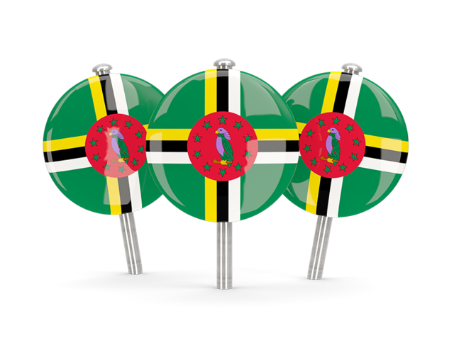 Three round pins. Download flag icon of Dominica at PNG format