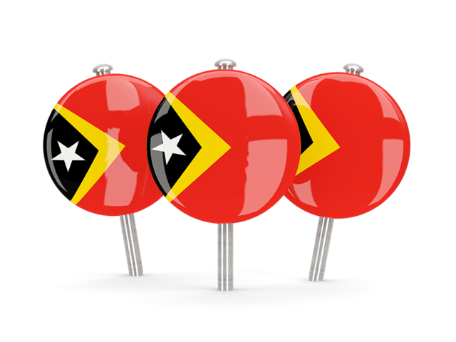 Three round pins. Download flag icon of East Timor at PNG format