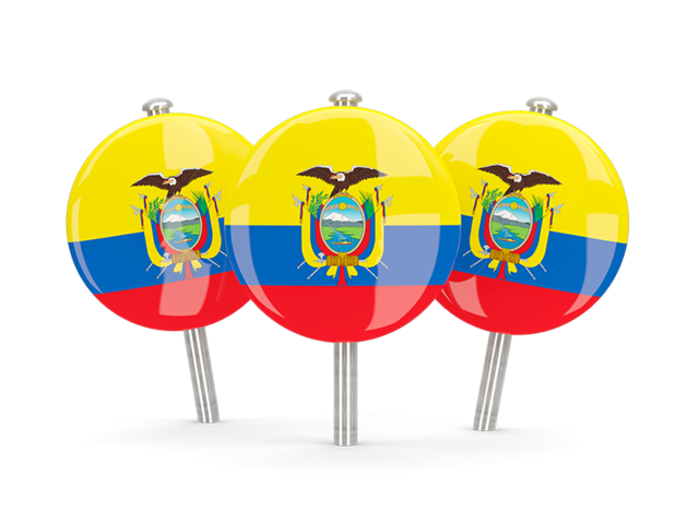 Three round pins. Download flag icon of Ecuador at PNG format