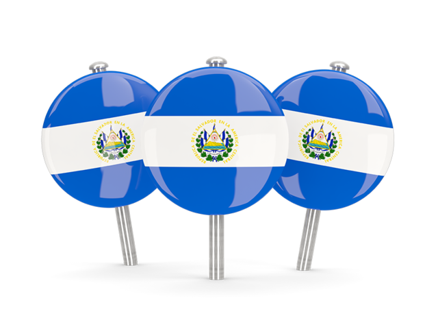 Three round pins. Download flag icon of El Salvador at PNG format