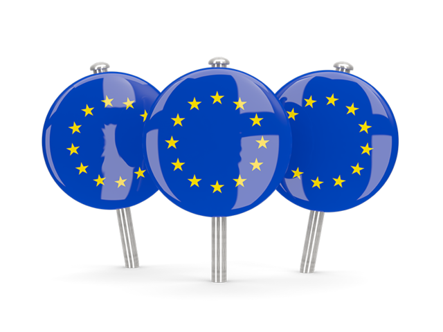 Three round pins. Download flag icon of European Union at PNG format