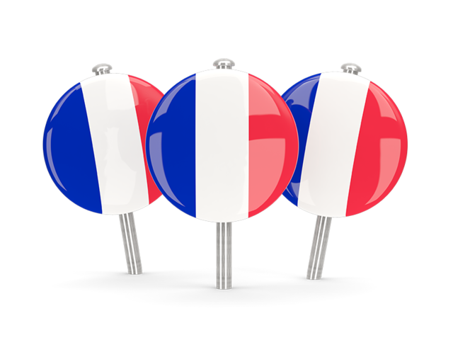 Three round pins. Download flag icon of France at PNG format