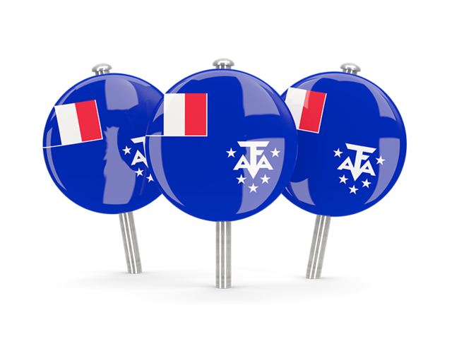 Three round pins. Download flag icon of French Southern and Antarctic Lands at PNG format