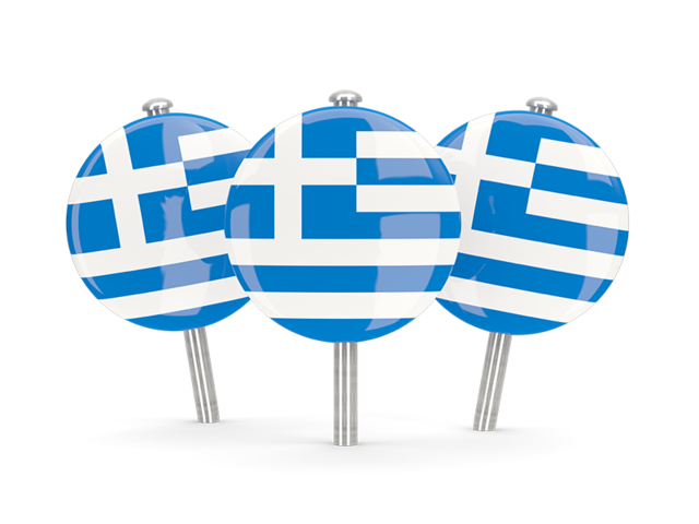 Three round pins. Download flag icon of Greece at PNG format