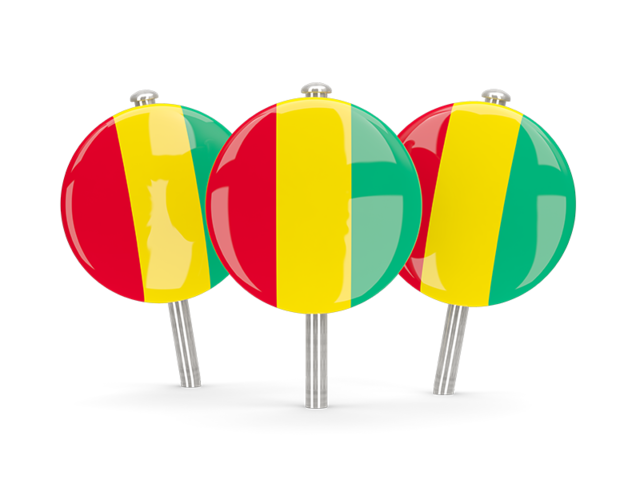Three round pins. Download flag icon of Guinea at PNG format