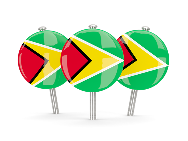 Three round pins. Download flag icon of Guyana at PNG format