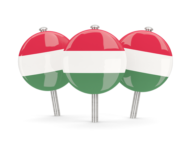 Three round pins. Download flag icon of Hungary at PNG format