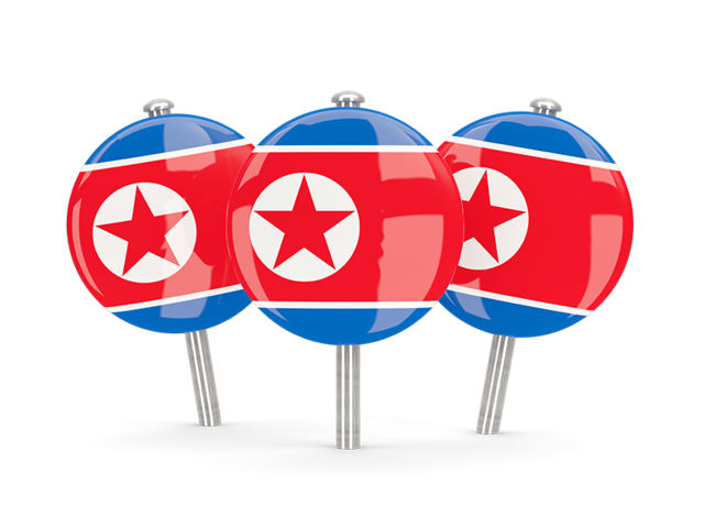 Three round pins. Download flag icon of North Korea at PNG format
